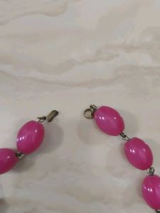 Pink &amp; Pearl Beaded Necklace with Drop Earrin