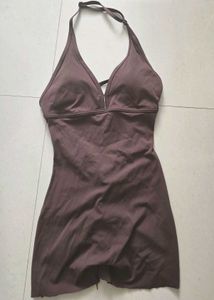 Brown Halterneck One-Piece Swimsuit