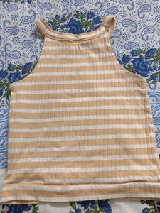 Striped Halter Neck Tank Top XS