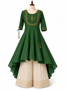 Green Kurta Set with Palazzo Pants
