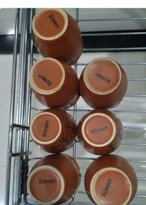 Set of 6 Brown Ceramic Cups