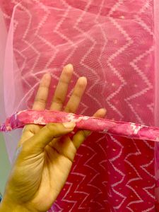 Pink Zig Zag Print Kurta Set with Dupatta