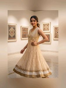 Royal Gold Embroidered Anarkali Kurti