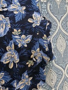 Blue Floral Print Button-Up Shirt
