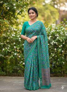 Floral Print Chiffon Saree
