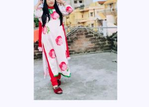Elegant Rose Print Kurta (only)