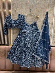 💙Royal Blue Beads Work Cocktail Night Lehga💙