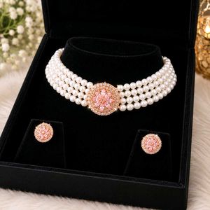 Elegant Pearl Choker Necklace Set