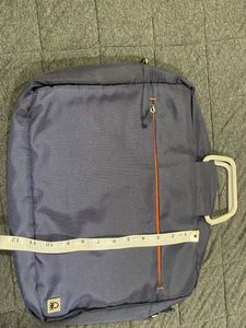 Navy Blue Laptop Bag with Orange Accent