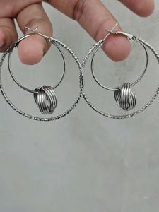 Chunky Hoop Earrings with Interlocking Rings