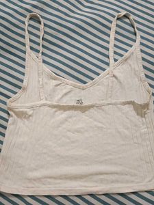 Ribbed White Camisole slip