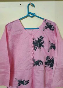 Pink Embroidered Kurta