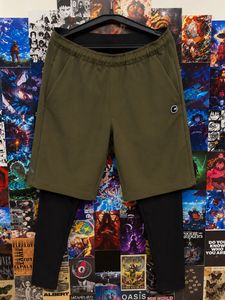 Men's Olive Green Cargo Shorts with Leggings