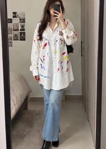 Artistic Splash Print Oversized Shirt