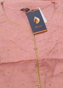 Dhuni Brand  Baby Pink Straight Kurta With 3/4 Sleeves