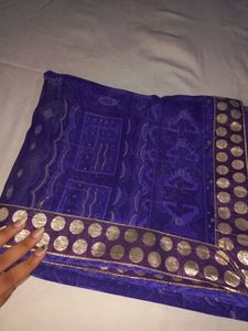 Purple Color Printed Saree With Lace