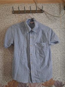 Blue Striped Button-Up Shirt