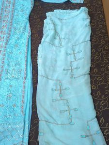 Elegant Sky Blue Embroidered Kurta and dupatta