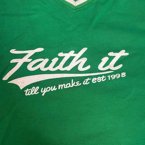 Green "Faith it" Crop T-Shirt
