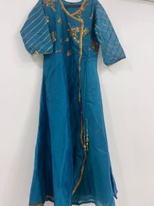 Elegant Teal Embroidered Kurta - Unused