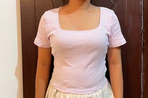 Ribbed Square Neck Crop Top