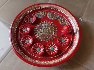 Handmade Decorated Pooja Thali