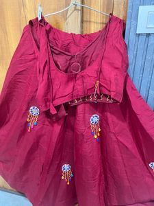 Maroon Embroidered Lehenga Choli Set without duptt