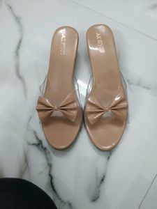 Stylish Transparent Bow Block Heels