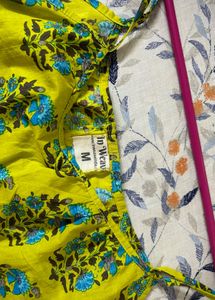 Yellow Floral Print Crop Top