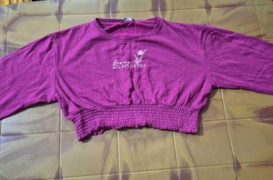Purple Cropped Smocked Top