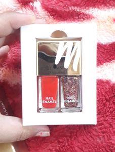 Myglamm Two Of Your Kind Long Lasting Nail Enamel Duo Steel The Show And Popxo Sun Protection Chamomile Sheet mask Combo
