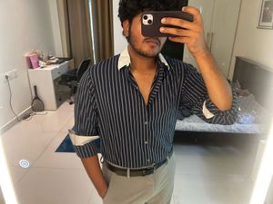 Hugo boss Men's french cuffs Striped Casual Shirt