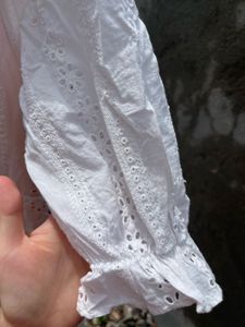 White Eyelet Cotton Mini Dress