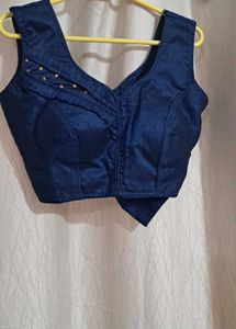 Elegant Blue Blouse with Embellishments
