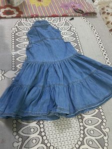 Denim Ruffle Tiered Dress