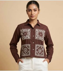 Designer Boho Print Button-Up Shirt new