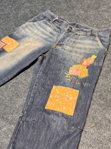 Unique Artsy Patchwork Denim with Floral &amp; Rabbit