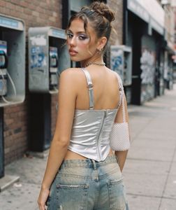 Silver Ruched Heart Corset Top