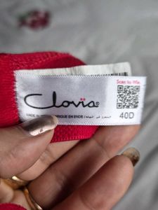 Clovia Vibrant Red Cotton Plunge Bra
