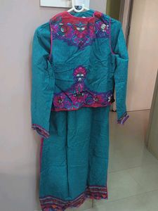 BIBA Teal Printed Kurta with Jacket