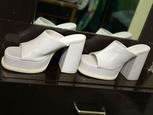 Chic White Platform Mules