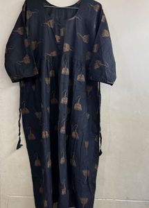 Stylish Black Kurta with Jhumka Print