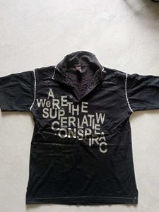 Men's Black Graphic Print Polo T-Shirt