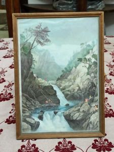 Framed Waterfall Landscape Painting