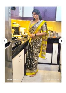 Elegant Black &amp; White Floral Saree