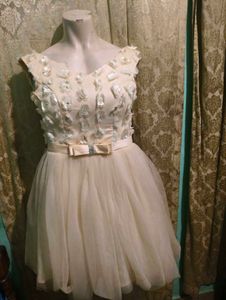 Elegant Cream Party Dress with Embellishments