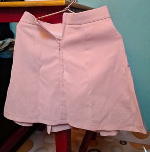 Baby pink pleated mini skirt/High waist