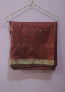 Elegant Maroon Saree with Gold Border
