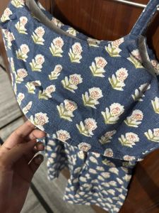 Blue Floral Print Mini Dress