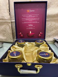 Diwali Gift Hamper Box with 4 Glass Jars | Navy Bl